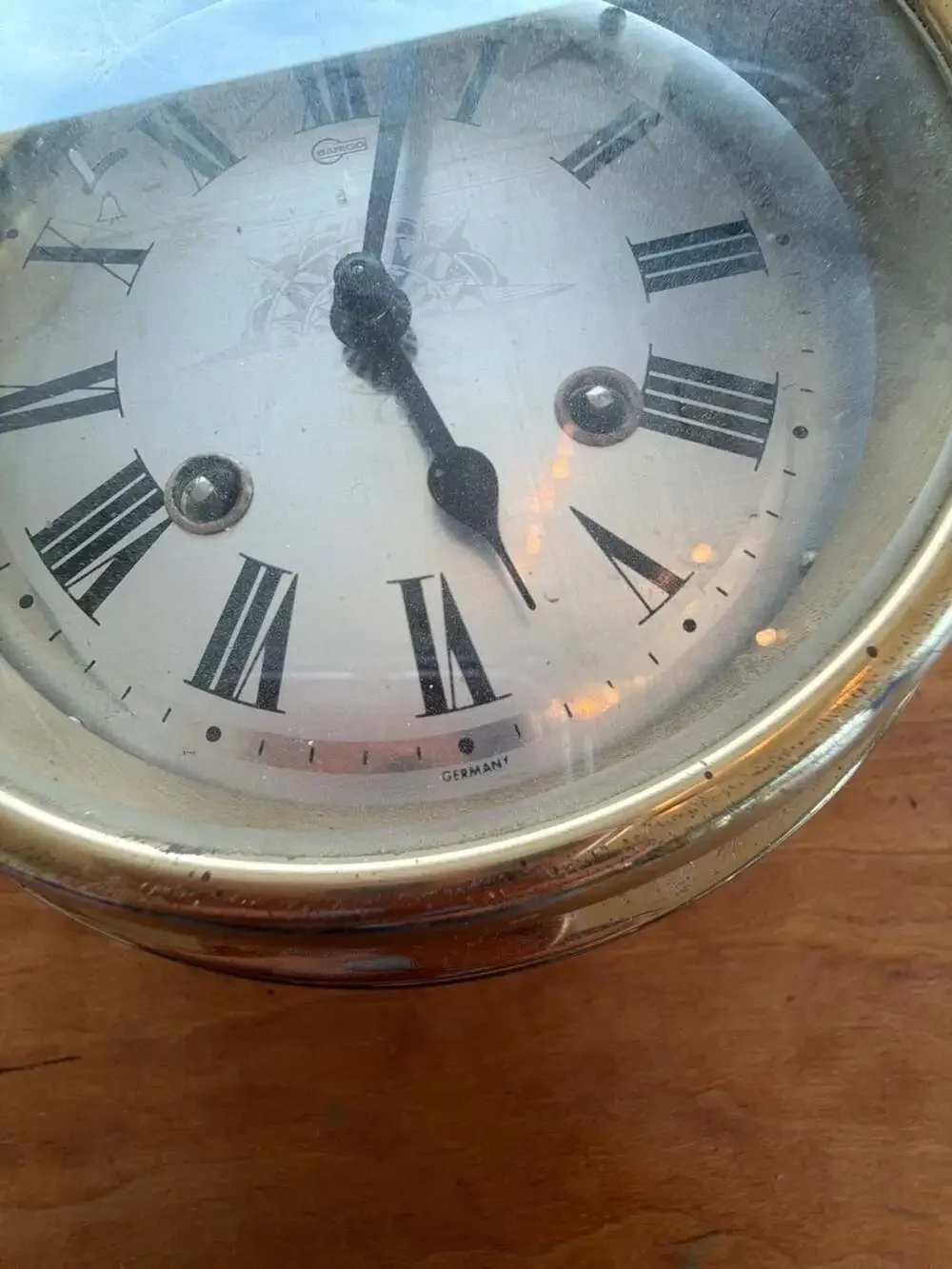 Barigo German Nautical Brass Bulkhead Mechanical Clock